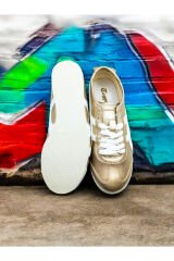 Günlük KADIN Rahat Konforlu ALTIN BEYAZ SNEAKER AYAKKABI