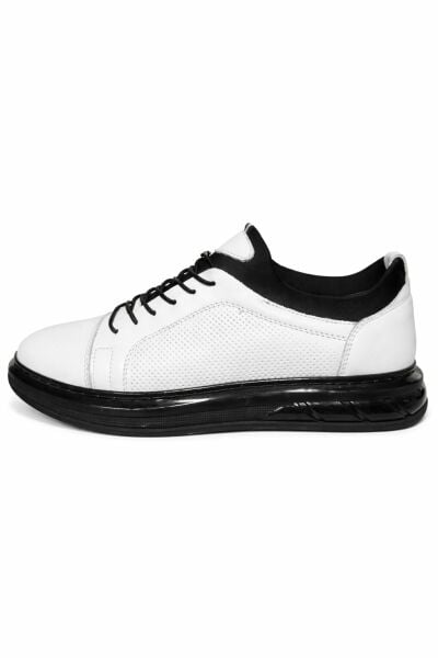 Zavro Beyaz Hakiki Deri Sneaker Balon Taban – Ortopedik Ayakkabı